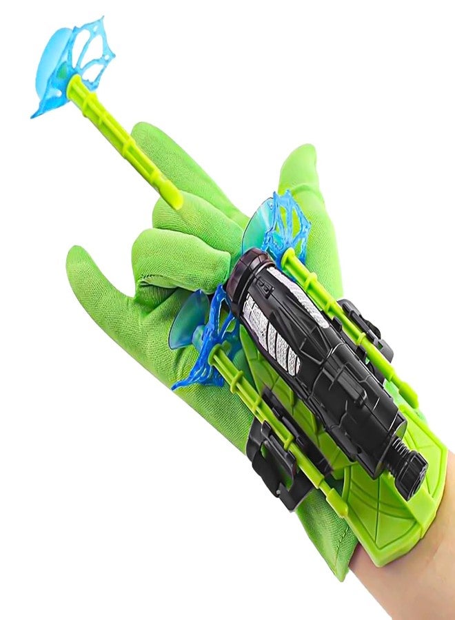 Fruhrer لعبة إطلاق شبكة العنكبوت العملاقة من سوبر هاند، لعبة رمي سهام الأبطال الخارقين، لعبة جماعية، لعبة رمي سهام على طراز الأبطال الخارقين مع 3 سهام شفط (أخضر) - Image 2